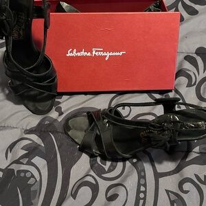 Salvatore Ferragamo Black Strappy Heels